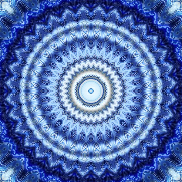 Abstrakt Digitalt Fraktalmönster Blå Mandala Dekorativa Prydnad Mönster — Stockfoto