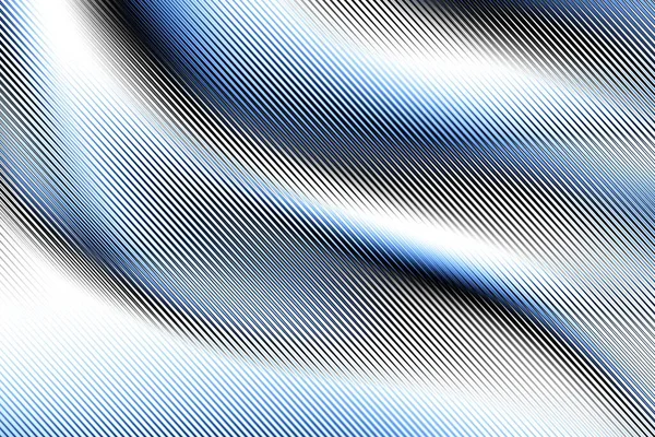 Abstract Digital Fractal Pattern Horizontal Orientation Expressive Curved Blue Lines — Stock Photo, Image