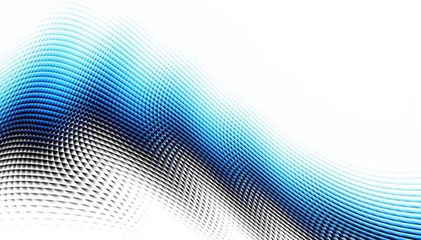 Abstraktes Digitales Fraktalmuster Horizontale Ausrichtung Ausdrucksstarke Geschwungene Blaue Linien Auf — Stockfoto