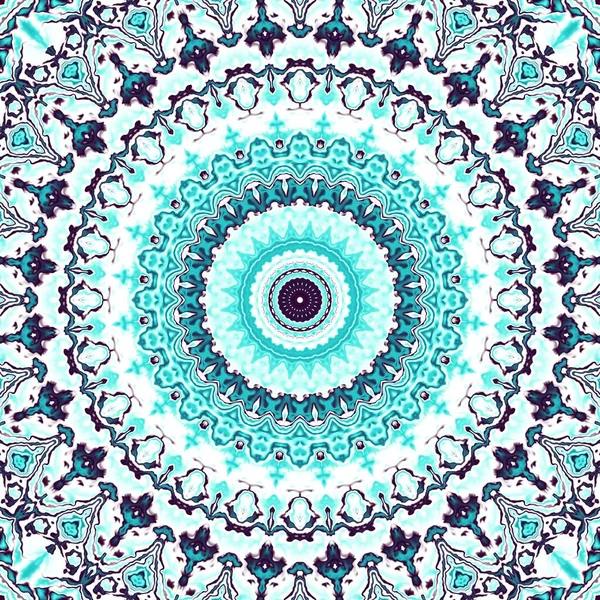 Abstraktes Digitales Geometrisches Muster Runde Mandala Dekorative Ornamentmuster Runde Türkisfarbene — Stockfoto