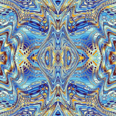 Soyut dijital sanat fraktal deseni. Art Nouveau stilinde simetrik dekoratif süsleme deseni