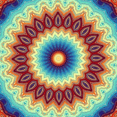 Soyut dijital fraktal model. Yuvarlak mandala dekoratif desen.