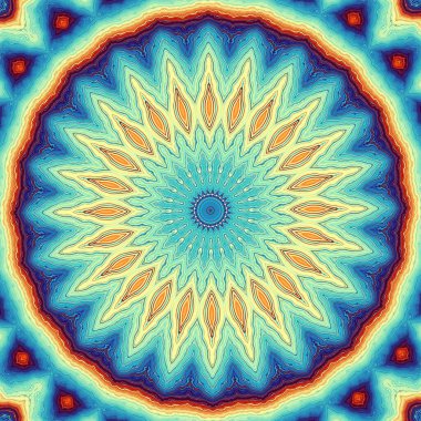 Soyut dijital fraktal model. Yuvarlak mandala dekoratif desen.