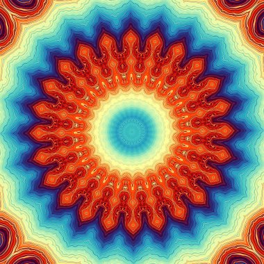 Soyut dijital fraktal model. Yuvarlak mandala dekoratif desen.