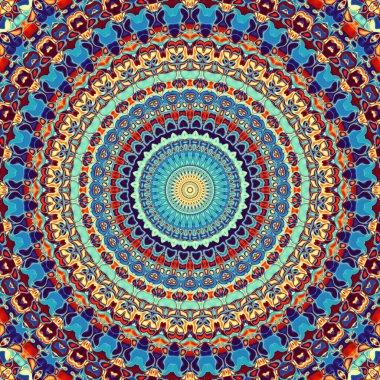 Soyut dijital fraktal model. Yuvarlak mandala dekoratif desen.