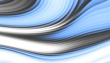 Soyut dijital fraktal model. Yatay oryantasyon. Beyaz arkaplanda eğri mavi çizgi.