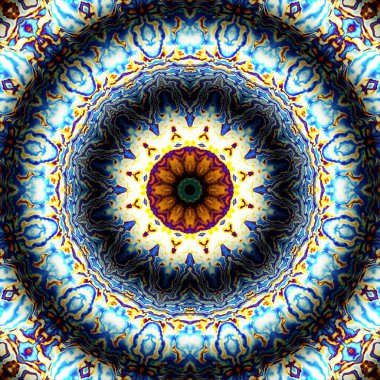 Soyut dijital fraktal model. Yuvarlak mandala dekoratif desen. Rahatlama taklidi.