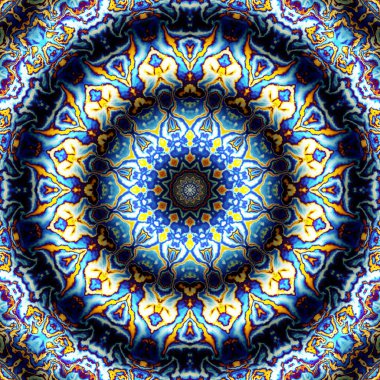 Soyut dijital fraktal model. Yuvarlak mandala dekoratif desen. Rahatlama taklidi.