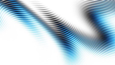 Soyut dijital fraktal model. Yatay oryantasyon. Beyaz arkaplanda çarpık mavi çizgi.