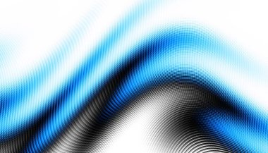 Soyut dijital fraktal model. Yatay oryantasyon. Beyaz arkaplanda çarpık mavi çizgi.