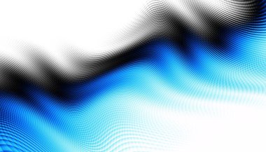 Soyut dijital fraktal model. Yatay oryantasyon. Beyaz arkaplanda çarpık mavi çizgiler.