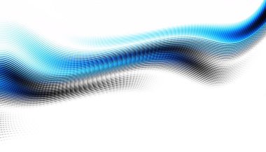 Soyut dijital fraktal model. Yatay oryantasyon. Beyaz arkaplanda çarpık mavi çizgiler.
