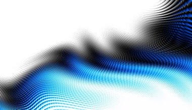 Soyut dijital fraktal model. Yatay oryantasyon. Beyaz arkaplanda çarpık mavi çizgiler.