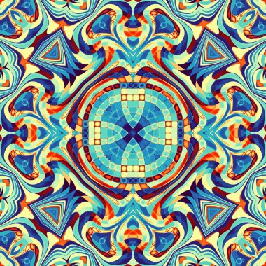 Soyut dijital fraktal model. Art Nouveau stilinde simetrik dekoratif süsleme deseni.