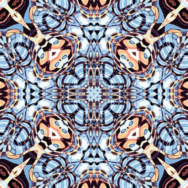 Soyut dijital fraktal model. Art Nouveau stilinde simetrik dekoratif süsleme deseni.