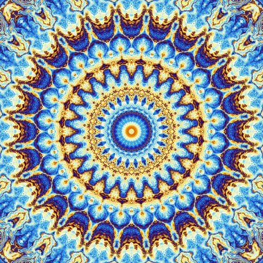 Soyut dijital fraktal model. Yuvarlak mandala dekoratif desen.