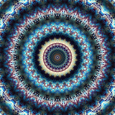 Soyut dijital fraktal model. Yuvarlak mandala dekoratif desen.