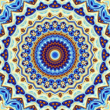 Soyut dijital fraktal model. Yuvarlak mandala dekoratif desen.