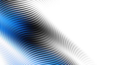 Soyut dijital fraktal model. Yatay oryantasyon. Beyaz arkaplanda çarpık mavi çizgiler.