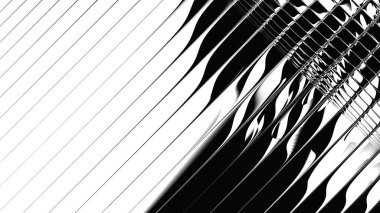 Soyut dijital fraktal model. Yatay arkaplan ve görünüm oranı 16: 9. Basit monokrom deseni.