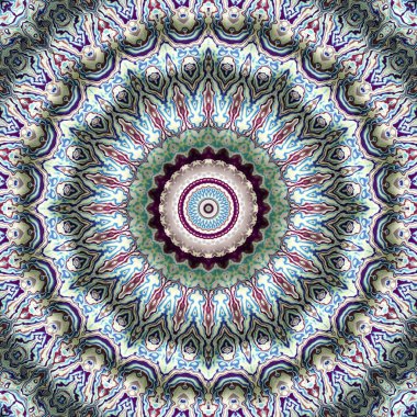 Soyut dijital fraktal model. Yuvarlak mandala dekoratif desen.