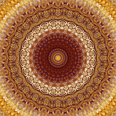 Soyut dijital fraktal model. Yuvarlak mandala dekoratif desen.