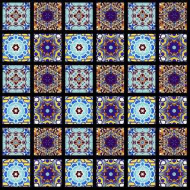 Karelerin soyut dekoratif desenleri. Mozaik sanat süsleme dokusu.