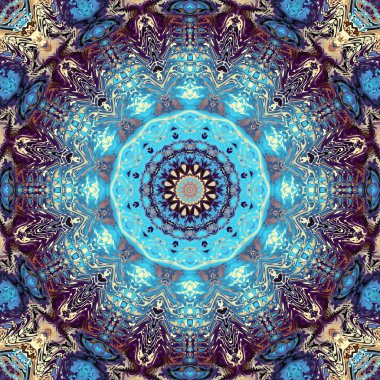 Soyut dijital fraktal model. Yuvarlak mandala dekoratif desen.