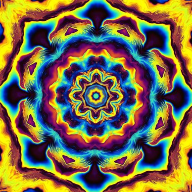 Soyut dijital sanat fraktal deseni. Uzay mandala deseni. Esrarengiz yoga soyut geçmişi.