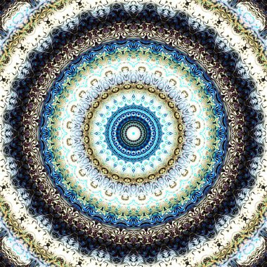 Soyut dijital sanat fraktal deseni. Yuvarlak mandala dekoratif desen.