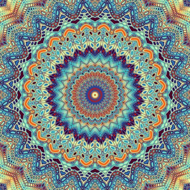 Soyut dijital fraktal model. Yuvarlak mandala dekoratif desen.