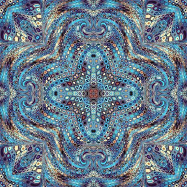 Soyut dijital fraktal model. Yuvarlak mandala dekoratif desen.