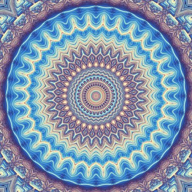  Soyut dijital fraktal model. Yuvarlak mandala dekoratif desen.