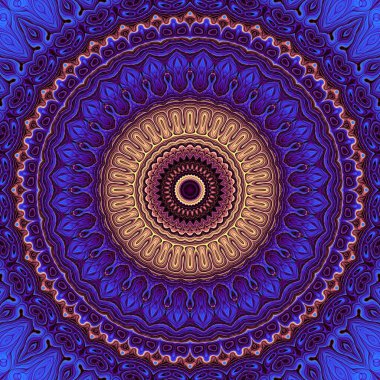  Soyut dijital fraktal model. Yuvarlak mandala dekoratif desen.