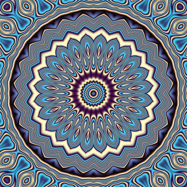 Soyut dijital fraktal model. Yuvarlak mandala dekoratif desen.