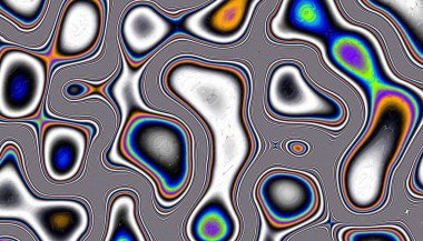 Soyut dijital fraktal model. Yatay oryantasyon. Dalgalı lekeler, benzini taklit ediyor.