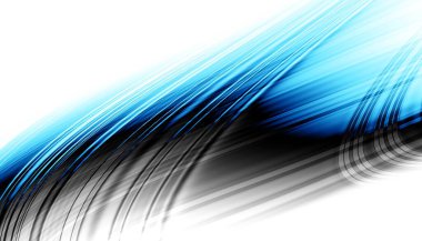 Soyut dijital fraktal model. Yatay oryantasyon. Boş beyaz arkaplanda eğri ince çizgiler.