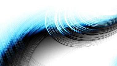 Soyut dijital fraktal model. Yatay oryantasyon. Boş beyaz arkaplanda eğri ince çizgiler.