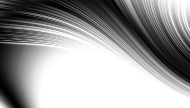 Soyut dijital fraktal model. Yatay oryantasyon. Boş beyaz arkaplanda eğri ince çizgiler.