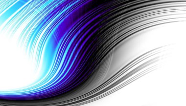 Soyut dijital fraktal model. Yatay oryantasyon. Boş beyaz arkaplanda eğri ince çizgiler.