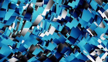 Mavi soyut geometrik fraktal desen. Yatay yönelim.