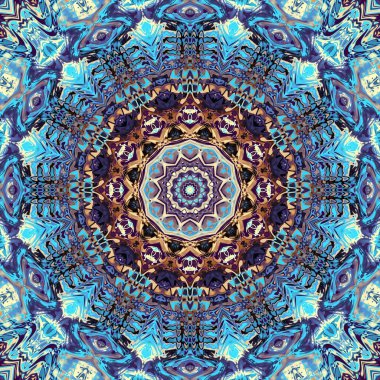 Soyut dijital fraktal model. Yuvarlak mandala dekoratif desen.