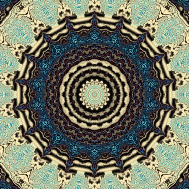 Soyut dijital sanat fraktal deseni. Yuvarlak mandala dekoratif desen.