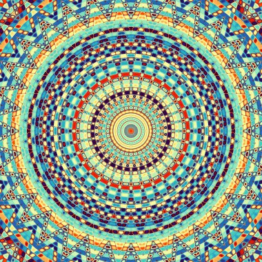 Soyut dijital sanat fraktal deseni. Yuvarlak mandala dekoratif desen.