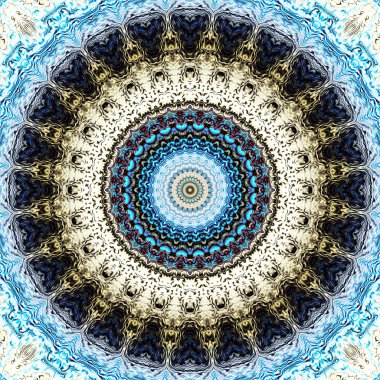 Soyut dijital sanat fraktal deseni. Yuvarlak mandala dekoratif desen.