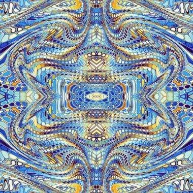 Soyut dijital sanat fraktal deseni. Art Nouveau stilinde simetrik dekoratif süsleme deseni