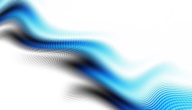 Soyut dijital fraktal model. Yatay oryantasyon. Beyaz arkaplanda çarpık mavi çizgiler.