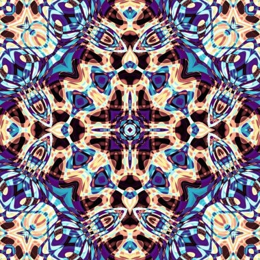 Soyut dijital fraktal model. Art Nouveau stilinde simetrik dekoratif süsleme deseni.