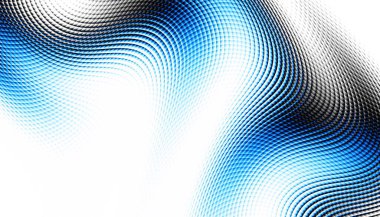 Soyut dijital fraktal model. Yatay oryantasyon. Beyaz arkaplanda çarpık mavi çizgi.