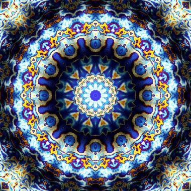Soyut dijital fraktal model. Yuvarlak mandala dekoratif desen. Rahatlama taklidi.